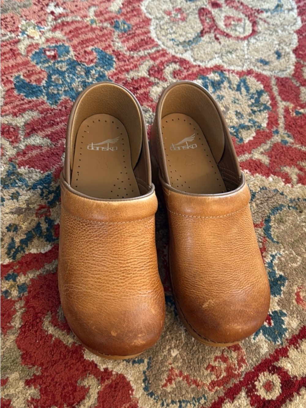 Dansko Women's Slip-On Leather Clogs in Tan Brown